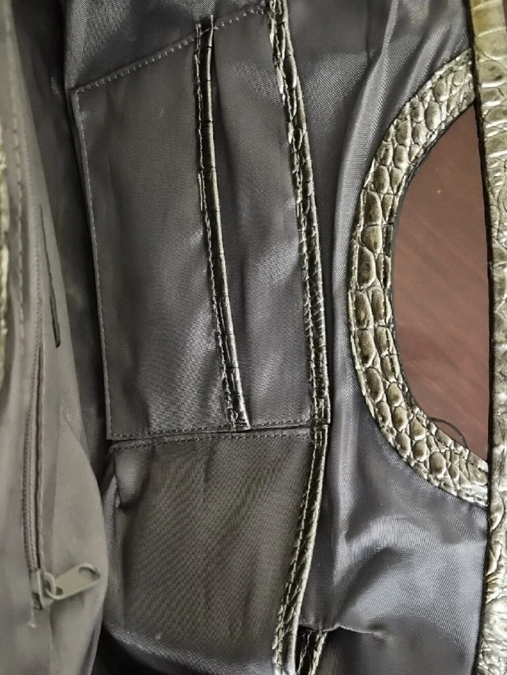 Nicole by Nicole Miller Metallic Silver Croc-Embossed Frame Clutch